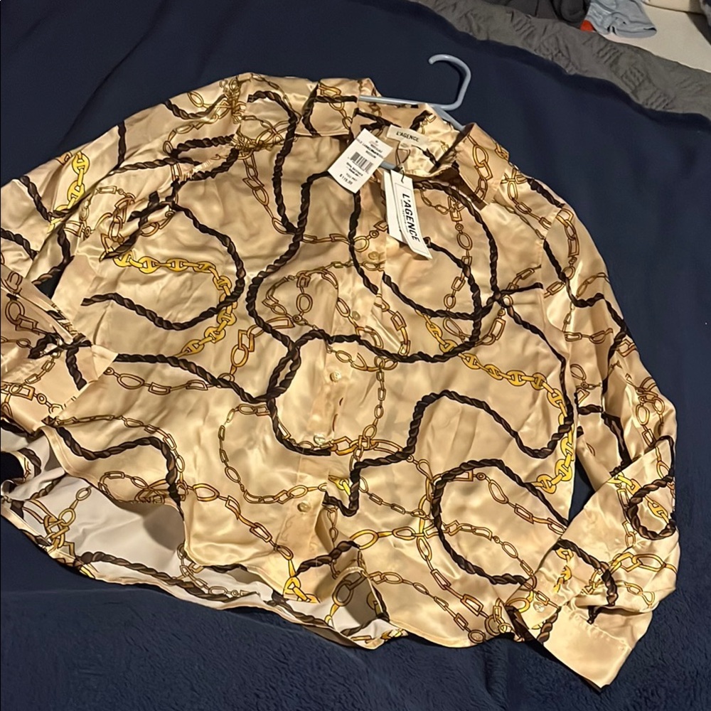 Chain Print Satin Blouse